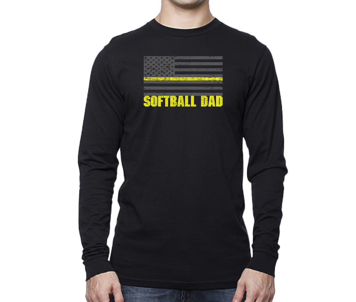 Softball Dad Flag Long Sleeve Unisex T-shirt