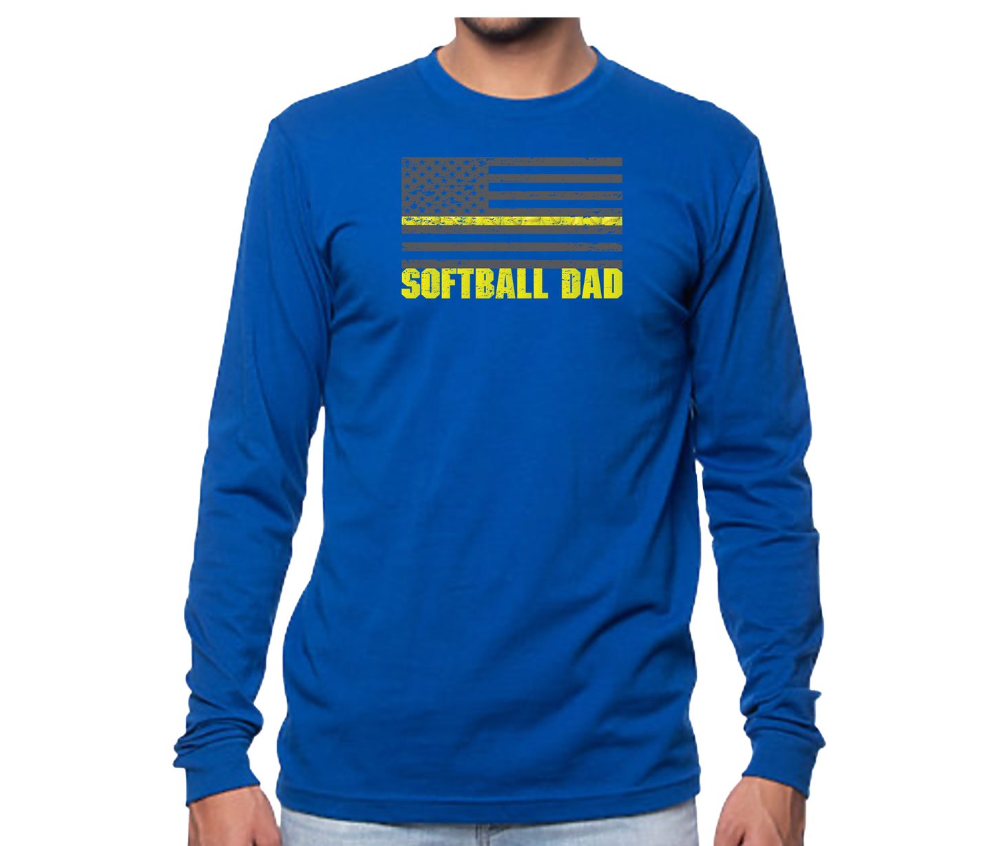 Softball Dad Flag Long Sleeve Unisex T-shirt