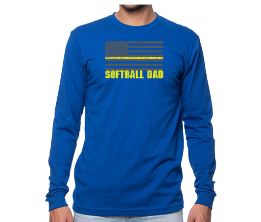 Softball Dad Flag Long Sleeve Unisex T-shirt