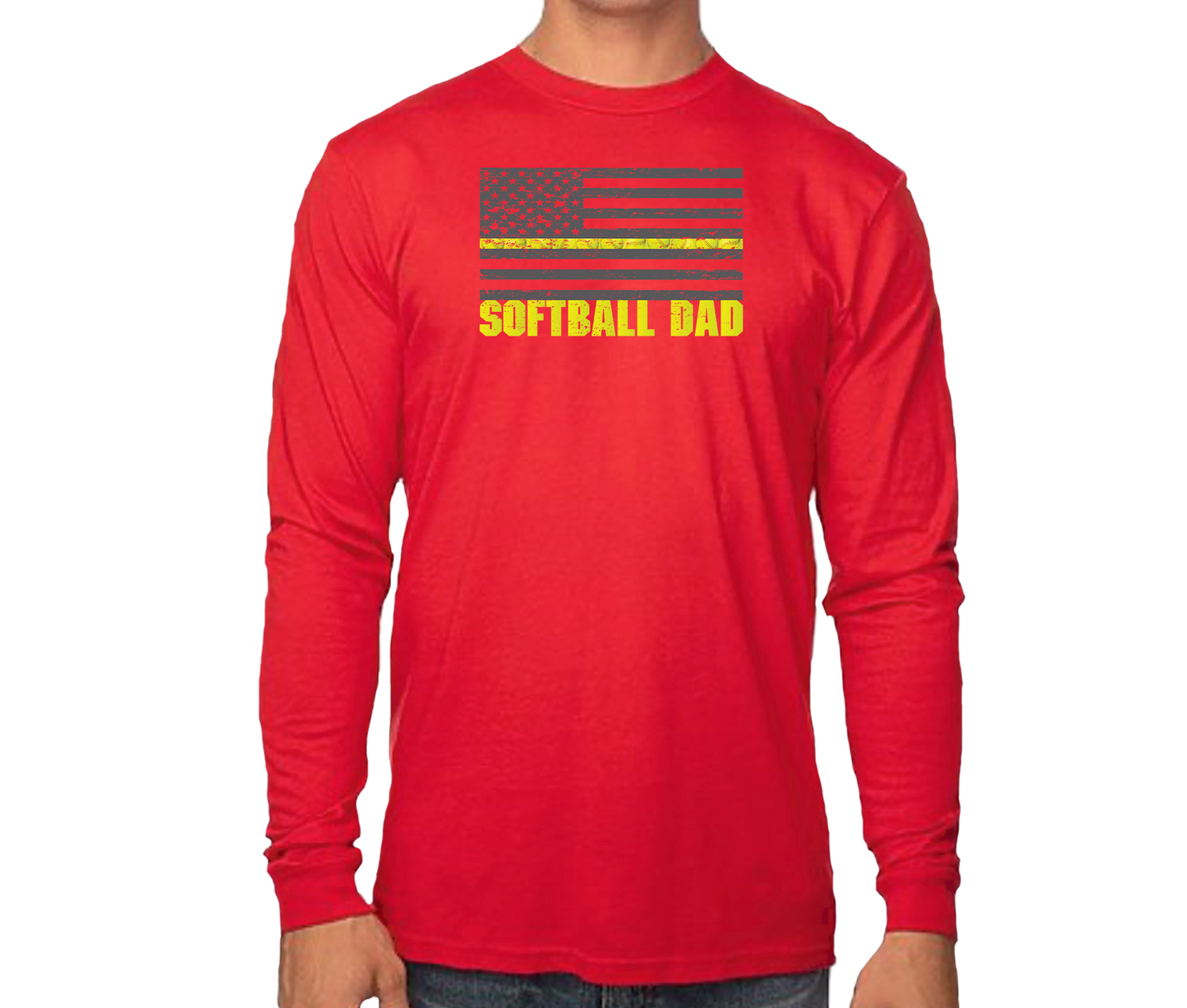 Softball Dad Flag Long Sleeve Unisex T-shirt