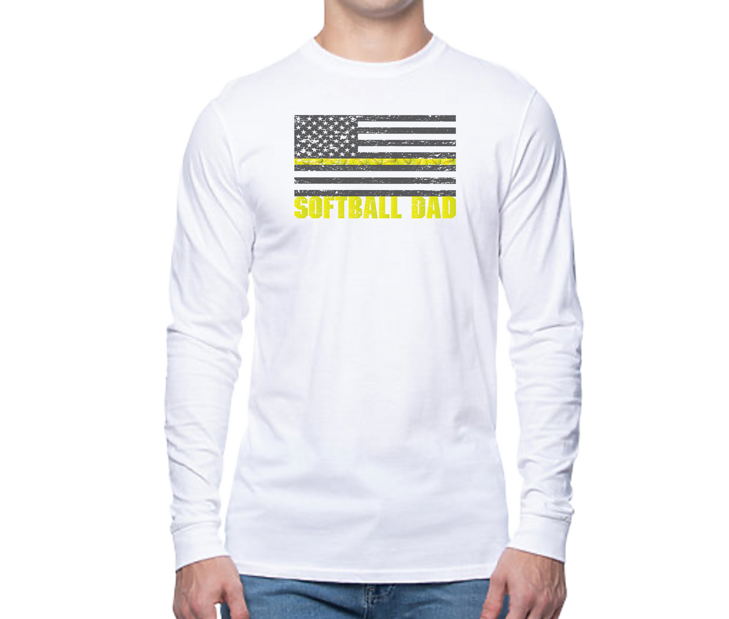 Softball Dad Flag Long Sleeve Unisex T-shirt