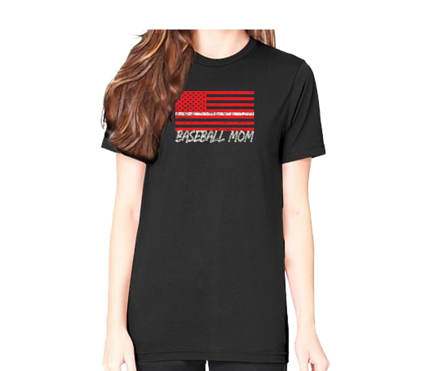 Baseball Mom Flag Short Sleeve Unisex T-shirt