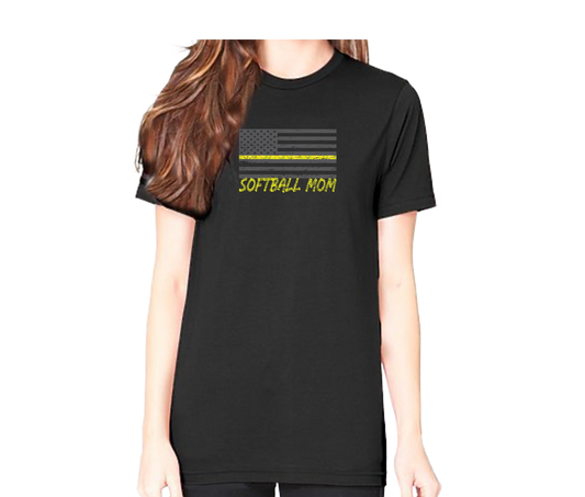 Softball Mom Flag Short Sleeve Unisex T-shirt