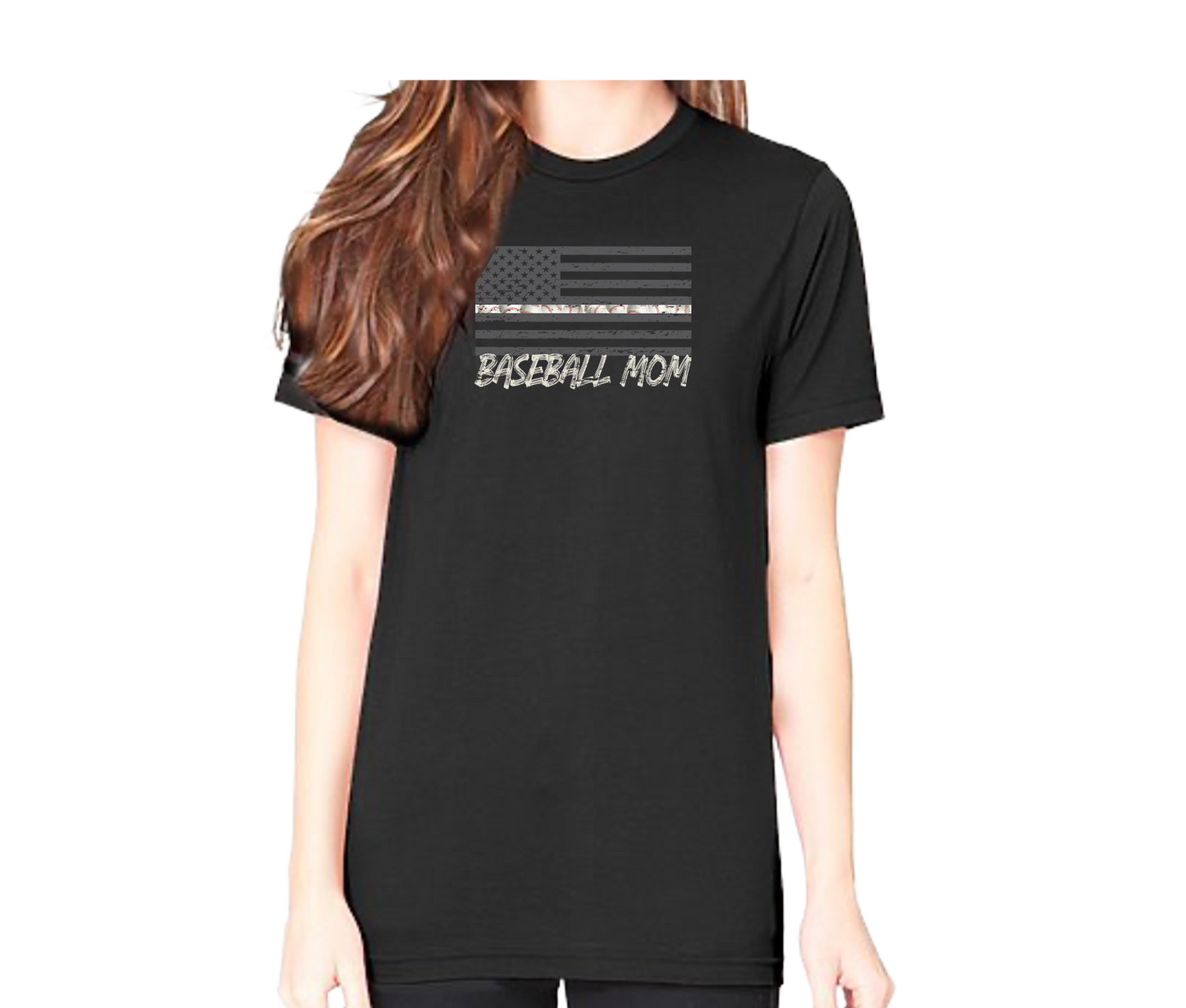 Baseball Mom Flag Short Sleeve Unisex T-shirt