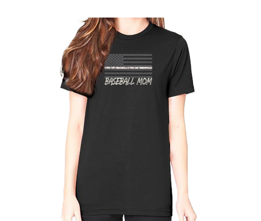 Baseball Mom Flag Short Sleeve Unisex T-shirt