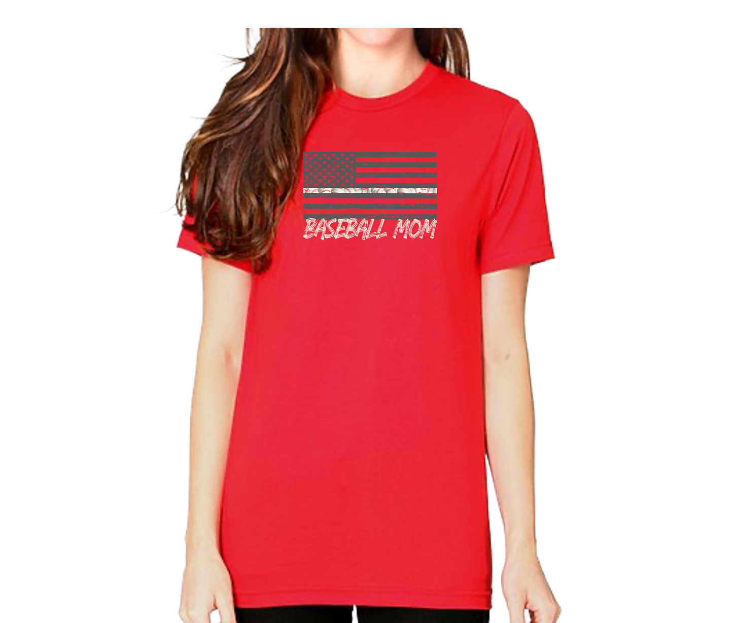 Baseball Mom Flag Short Sleeve Unisex T-shirt