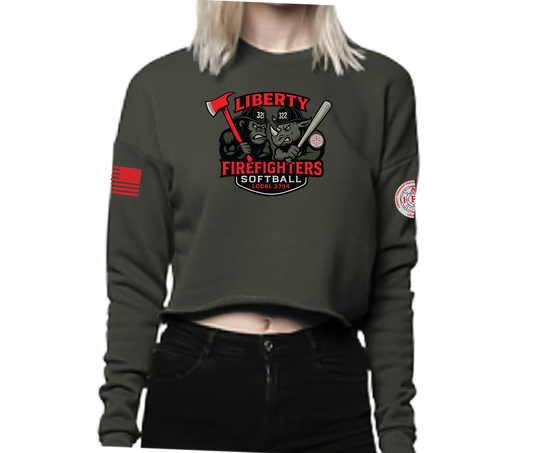 LTFD Softball 2025 Women's Crop Crew Sweatshirt