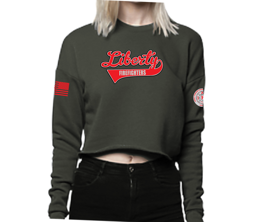 Liberty Softball Script 2025 Women's Crop Crew Sweatshirt