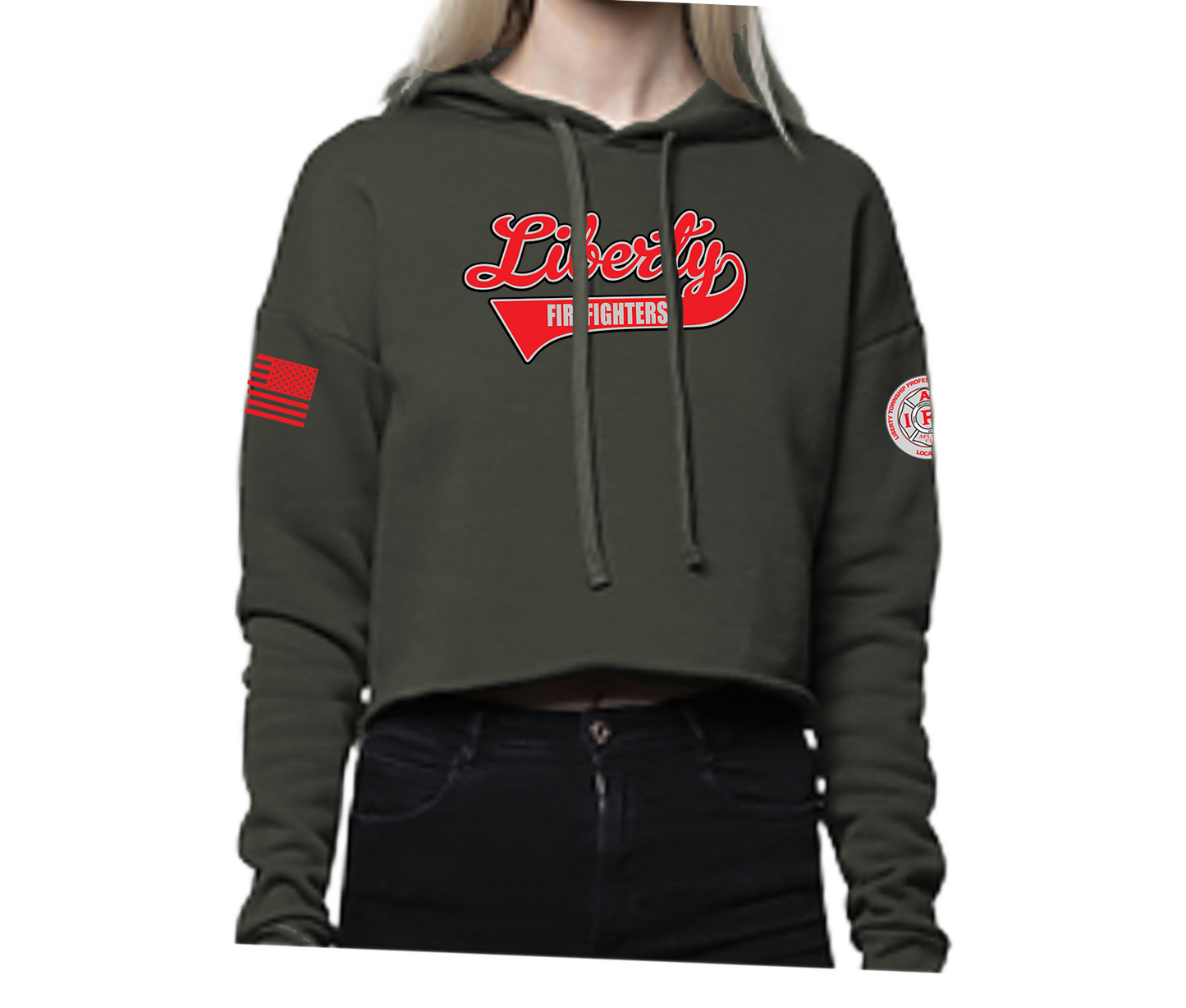 Liberty Softball Script 2025 Women's Crop Hoodie