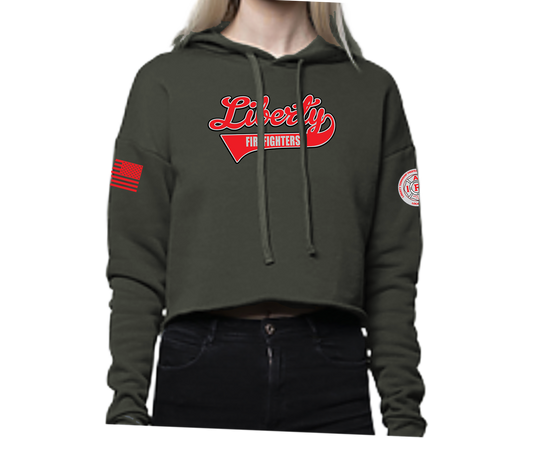 Liberty Softball Script 2025 Women's Crop Hoodie