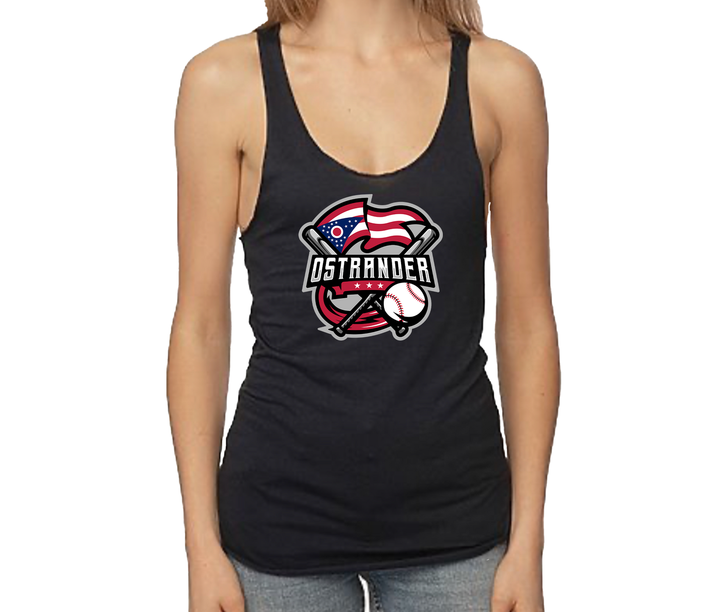 Ostrander 2024 Baseball Official Logo Women's Bamboo/Cotton Raw Edge Tank