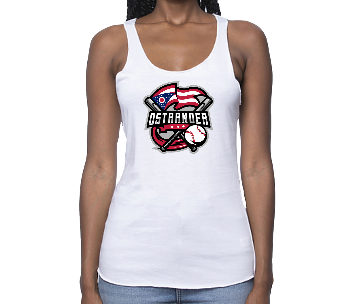 Ostrander 2024 Baseball Official Logo Women's Bamboo/Cotton Raw Edge Tank