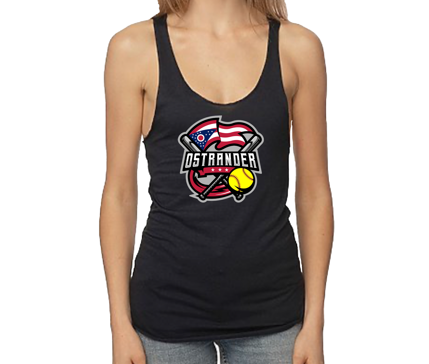 Ostrander 2024 Softball Official Logo Women's Bamboo/Cotton Raw Edge Tank