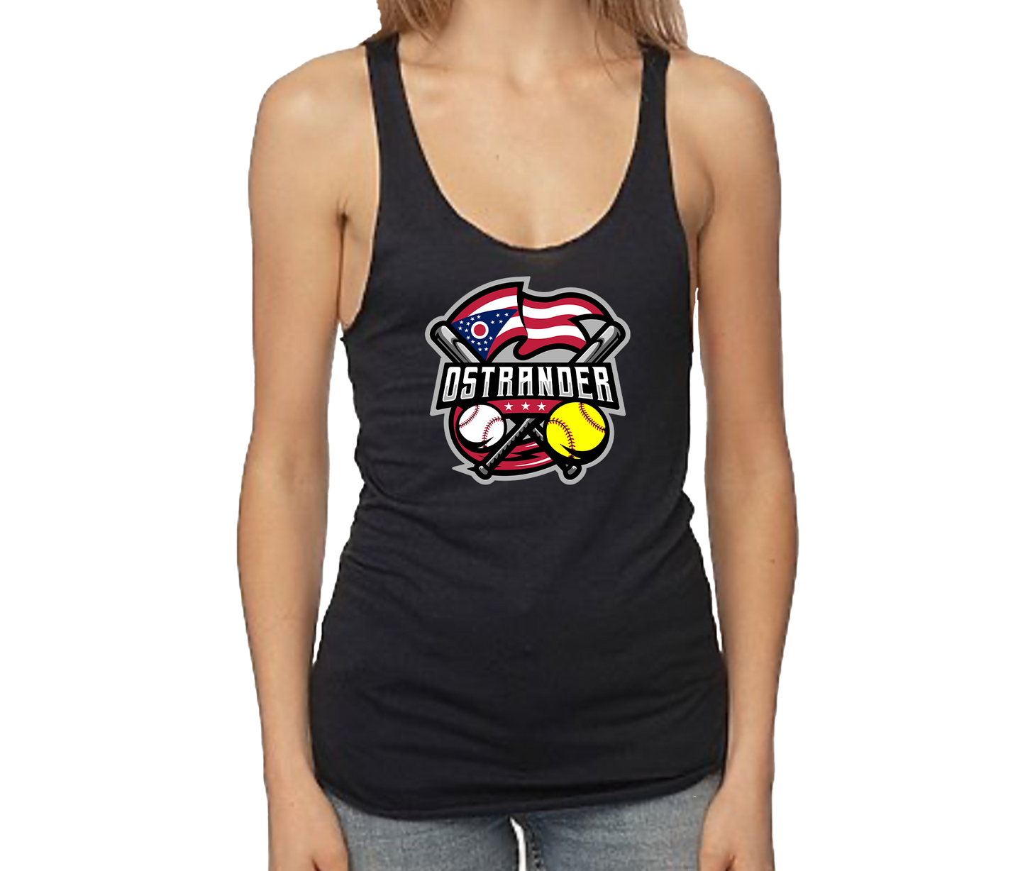 Ostrander 2024 Baseball/Softball Official Logo Women's Bamboo/Cotton Raw Edge Tank