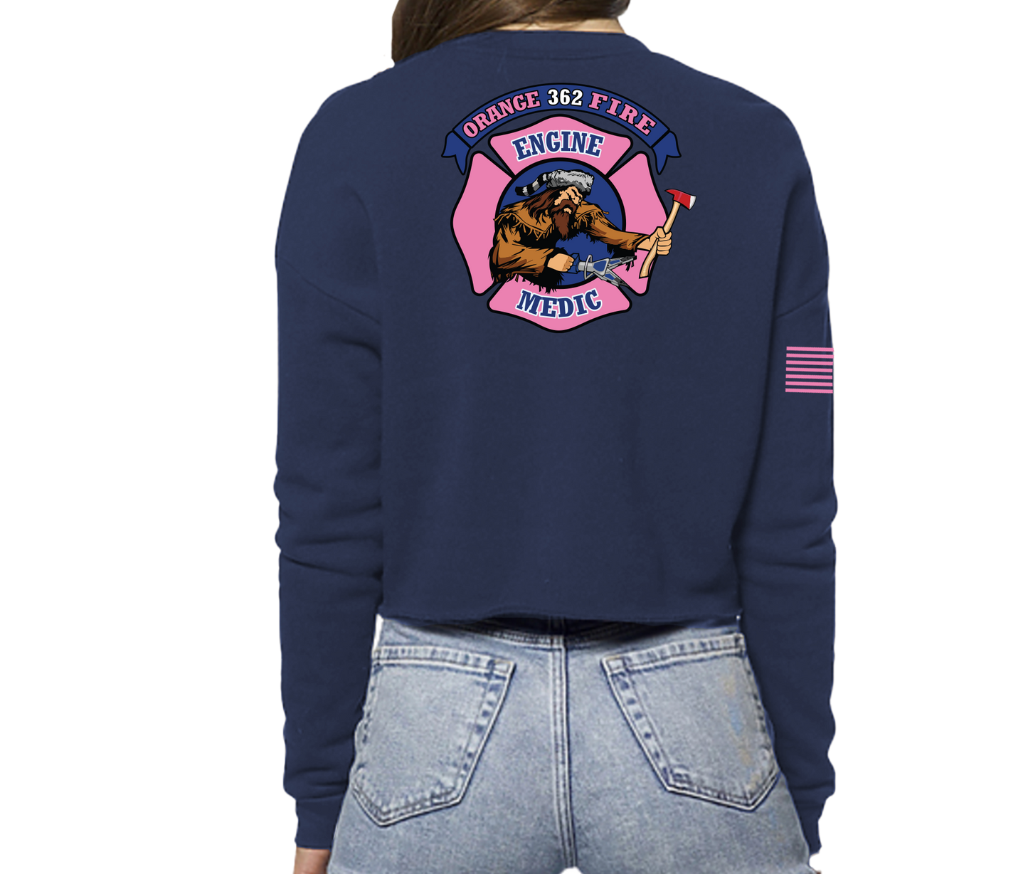 Orange 362 PINK Women's Crop Crew Sweatshirt