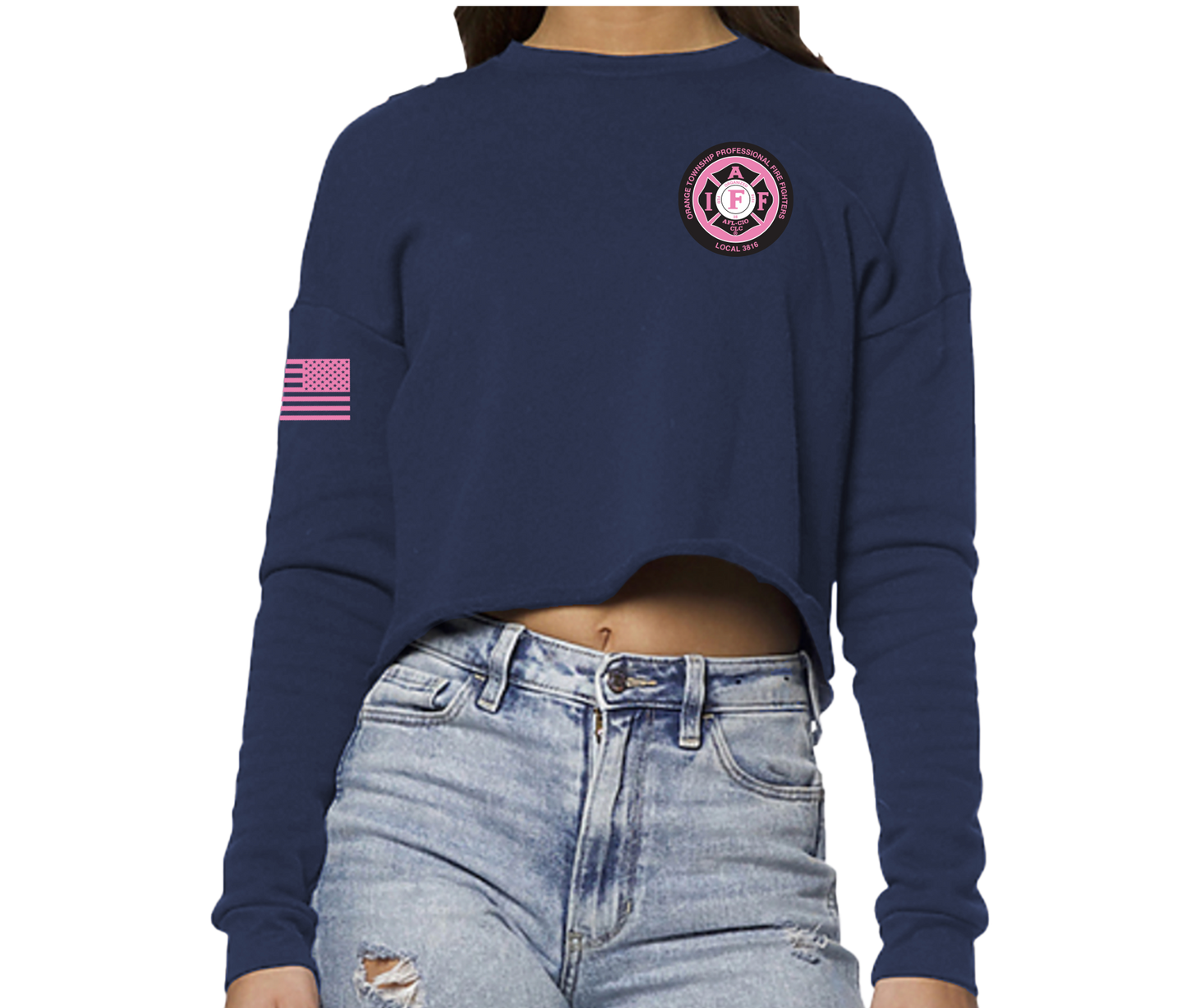 Orange 362 PINK Women's Crop Crew Sweatshirt