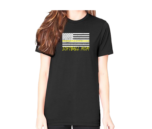 Softball Mom Flag Short Sleeve Unisex T-shirt